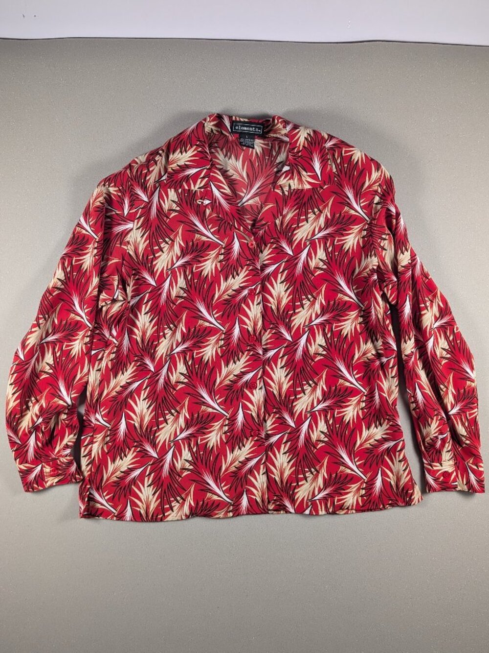 Women's Elementz Red Button Down LS Shirt Size L